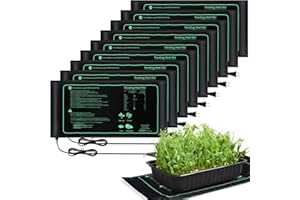 ROCEEI 6 Pack Durable Seedling Heat Mat 10 x 20.75 Waterproof Plant Heating Pad Warm Hydroponic Grow Mat for Greenhouse Grow Seed Starting Plant Germination (Black,Green)
