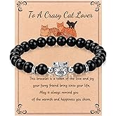 createreedo Cat Lover Gifts, Cat Bracelets for Men Women, Cute Cat Charm Beaded Bracelet Cat Jewelry with Gift Box for Women Tabby Cat Tuxedo Cat Lover Crazy Cat Lady Cat Mom