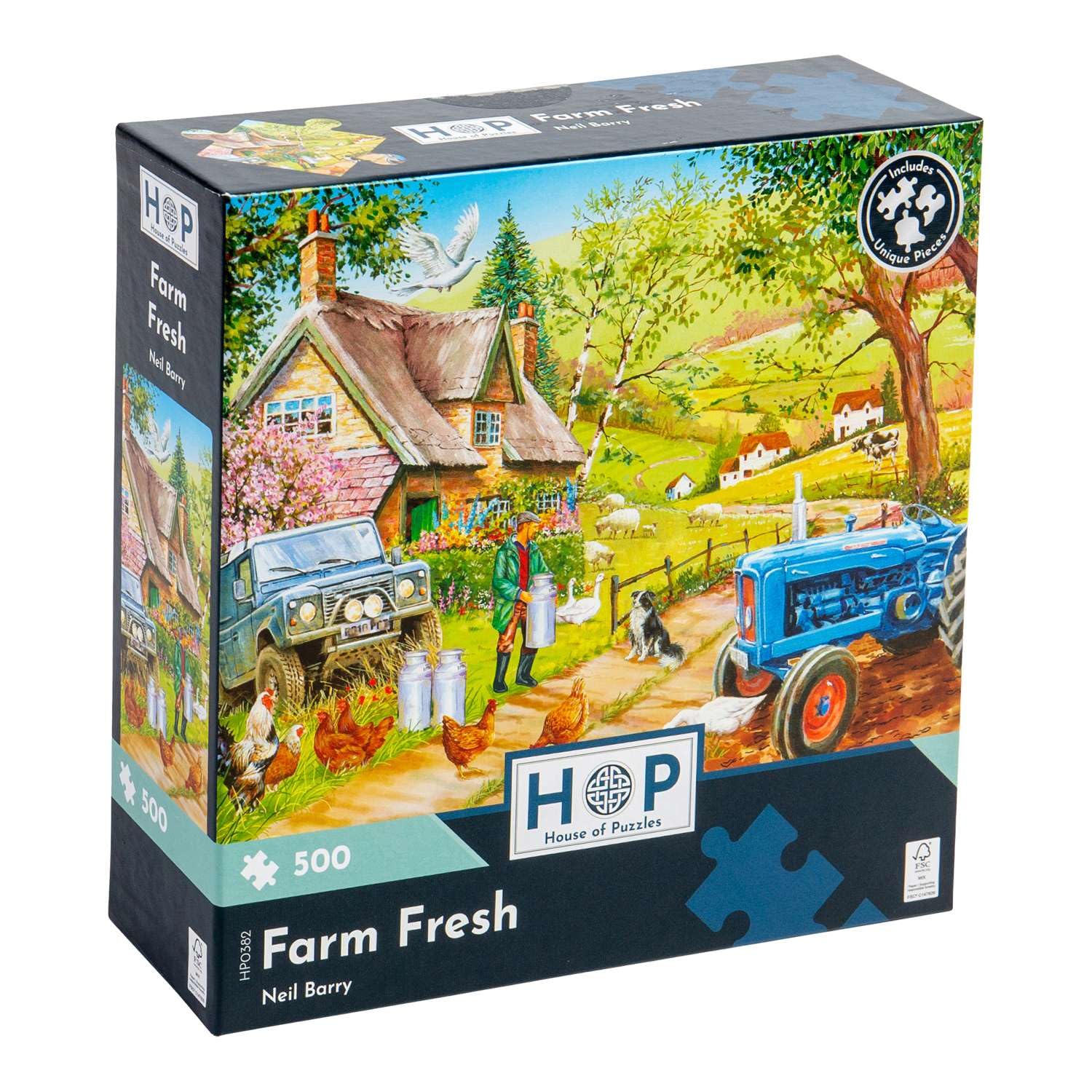 The House of Puzzles - Farm Fresh Jigsaw - 500 Piece Jigsaws For Adults, Artist Illustrated, Scenic Landscape, Deluxe Puzzle Gifts
