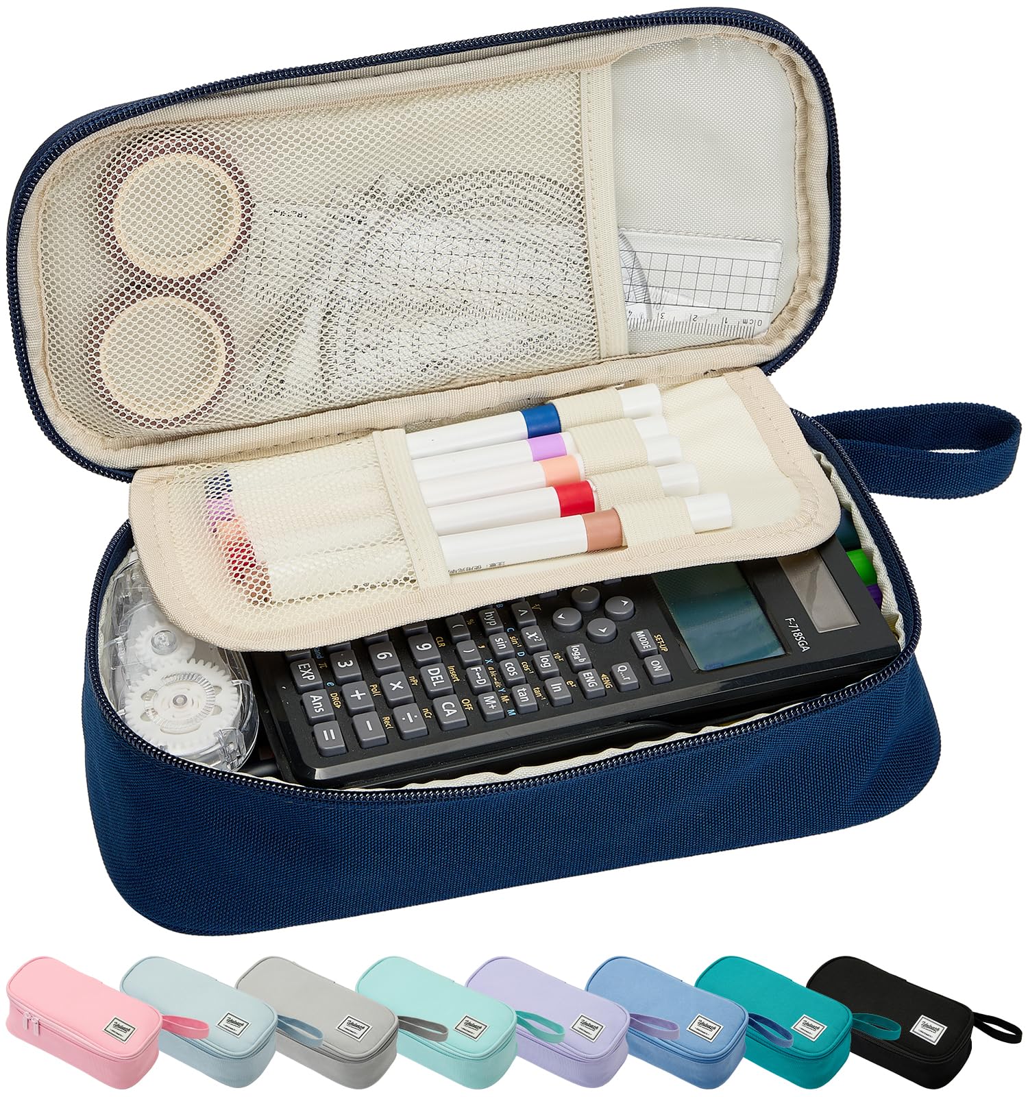 Photo 1 of ***(MINOR DAMAGE)***SPACEMATE Pencil Case Pouch Box Bag School Supplies Girls Boys Kids, Cute Preppy Stuff Large Big Capacity Aesthetic Pen Organizer, Back to College Stationary, Midnight Blue, Standard Stlye, 1800ml