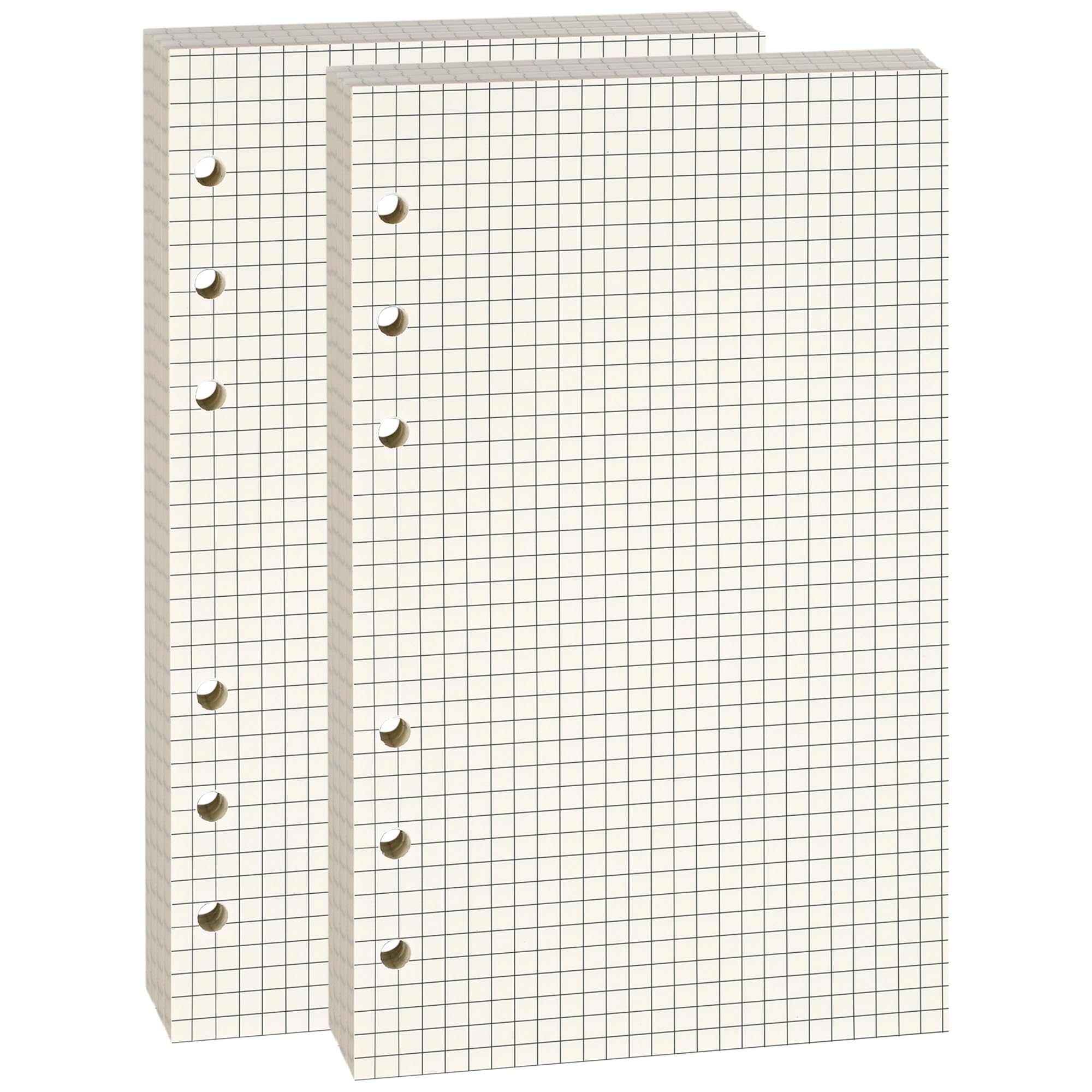 A6 6-Hole Loose-Leaf Paper (2 Packs,80 Sheets Each,100GSM, Beige) - Ideal for Note-Taking,Office Work,Journaling,Art Project,and More - Fits A6 6-Ring Binder,Double-Sided with No Bleed-Through