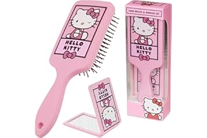 Hello Kitty Hair Brush and Compact Mirror Set for Girls, Teens, Women, Detangler Brush, Kawaii Cute Stuff, Makeup Gifts for Her (Hello Kitty Brush & Mirror)