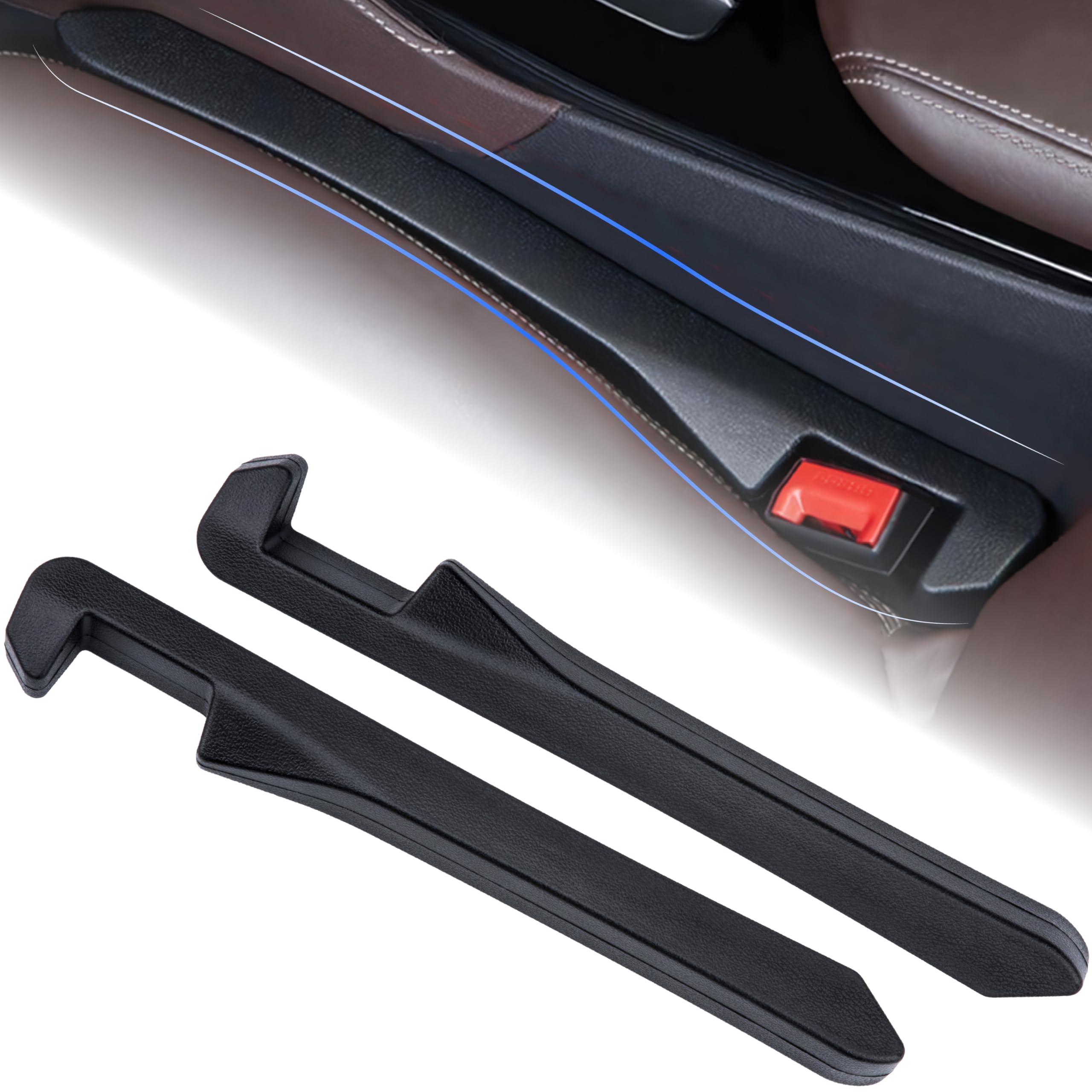 Photo 1 of 2 PCS Car Seat Gap Filler, Leather Seat Gap Plug to Fill The Gap Between Seat and Console, Universal Car Seat Crevice Blocker Stop Things from Dropping Fits Car Truck SUV Car Interior Accessories