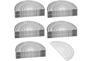 SENJEOK 100 Pcs 180 Degrees Clear Plastic Protractors, Math Protractors for Geometry (4 Inch)