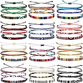 Yinkin 36 Pcs Surfer Bracelets for Men Unisex Christmas Women Surf Anklet Gift Sets Beach Handmade Beaded Anklet Colorful Rope Bracelet Bohemia Chain Boho Jewelry for Adult Teen