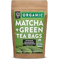 FGO Organic Japanese Matcha + Green Tea, Eco-Conscious Tea Bags, 100 Count