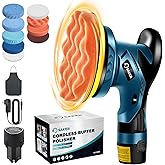 Saker Mini Cordless Buffer Polisher - 6 Inch Portable Polishing Machine Kit for Car Detailing, with 1PC 12V 2000mAh Rechargeable Battery, extra 10 PCS Attachments