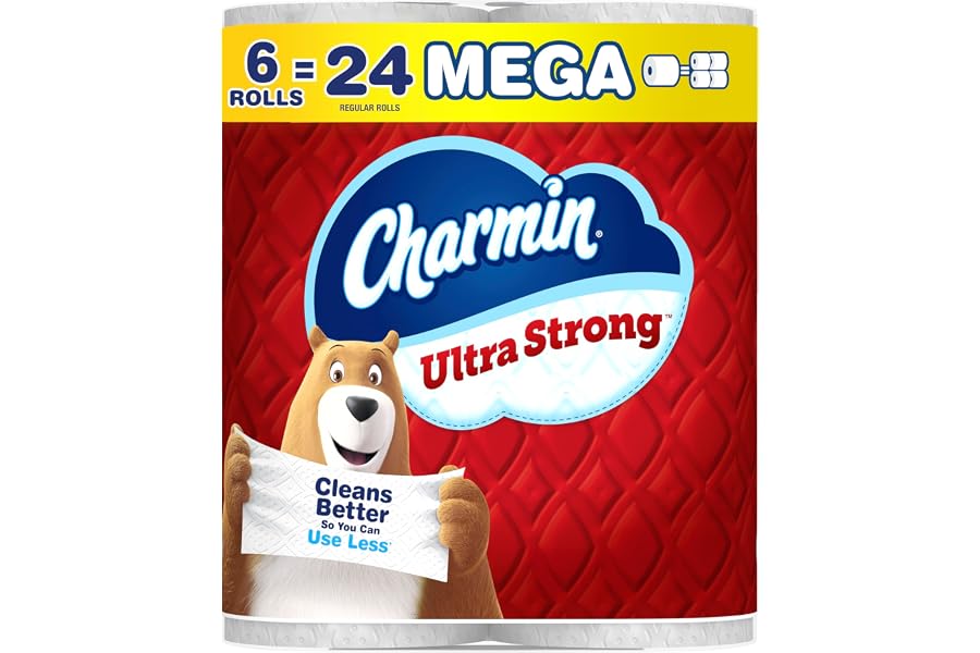 Charmin Ultra Strong Toilet Paper, 6 Mega = 24 Regular Rolls, 2-Ply, White
