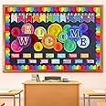 Qilery Welcome Bulletin Board Sets Welcome Back Classroom Decorations Bulletin Board Nameplate Cutout Paper Fans Banner for Back to School Chalkboard Wall Decor (Colorful)