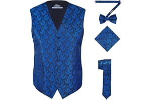 S.H. Churchill & Co. Men's 4 Piece Paisley Vest Set, with Bow Tie, Neck Tie & Pocket Hanky