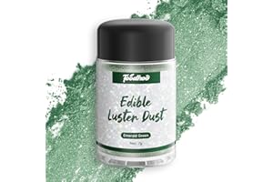 Foodhoo Emerald Green Luster Dust Edible, Food Grade Edible Glitter Sprinkles, Edible Shimmer Dust, Tasteless Edible Glitters for Drinks, Cocktails, Cakes, 7g/bottle