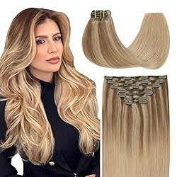 SURNEL Golden Brown to Caramel Blonde Clip in Hair