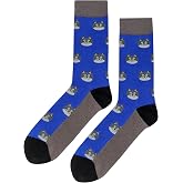 SockFly Cat Dress Socks Funny Novelty Crazy Fun Design Men Size 8-12 Cotton Casual Crew Colorful Funky Gift for Men