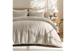 PHF Soft Waffle Comforter Set King Size- Comfy Breathable Waffle Weave Comforter with 2 Pillow Shams, 3 Pieces No Snagging Li