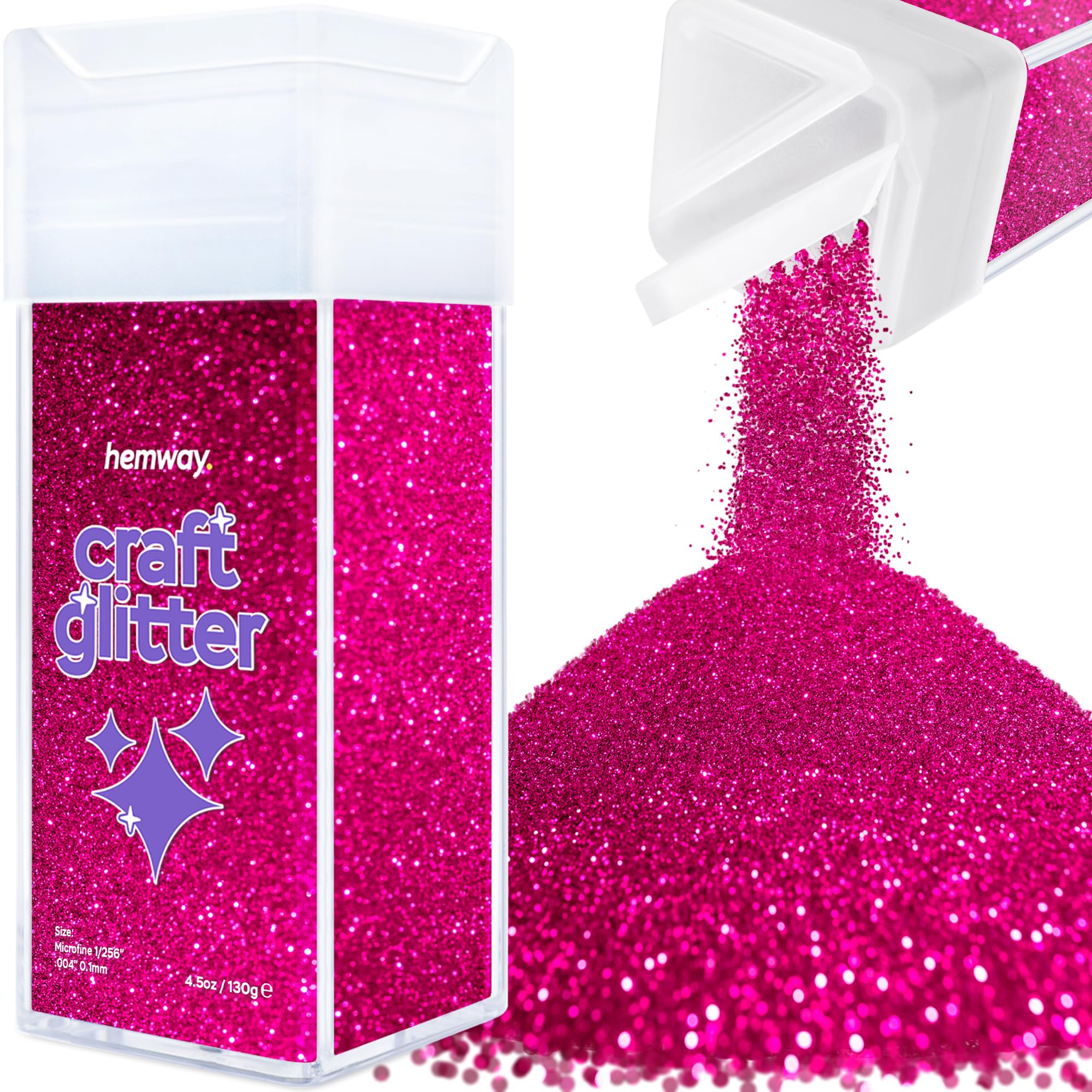 Hemway Glitter Shaker Dark Rose Pink 110g Microfine, Craft Glitter Shaker for Resin & Epoxy Crafts, Christmas Art Supplies, Nail, Body, Face, Eye, Festival, Crafting, Slime, Sparkle