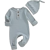 Newborn Knit Romper Hat 2 Pieces Button Up Footed Jumpsuit Baby Boy Clothes Photography Coming Home Outfit