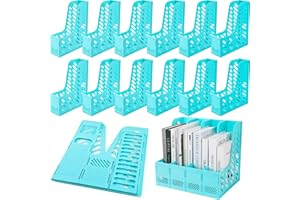 Glenmal 12 Pack Magazine Organizers Binder Organizer for Desk Plastic Vertical File Holder Magazine Racks Desk Accessories for Office, Home, or School (Haze Blue)