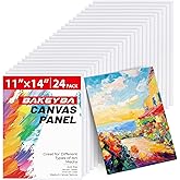 BAKEYBA Canvas Boards for Painting 24 Pack, 11x14 Inch Canvas Panels, 100% Cotton White Blank Art Supplies for Acrylics Oil Watercolor Tempera Paints