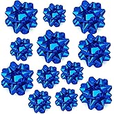 WRAPAHOLIC Metallic Royal Blue Gift Bow Assortment (12 Bows) for Birthday, Wedding, Christmas, Baby Shower, Bridal Showers