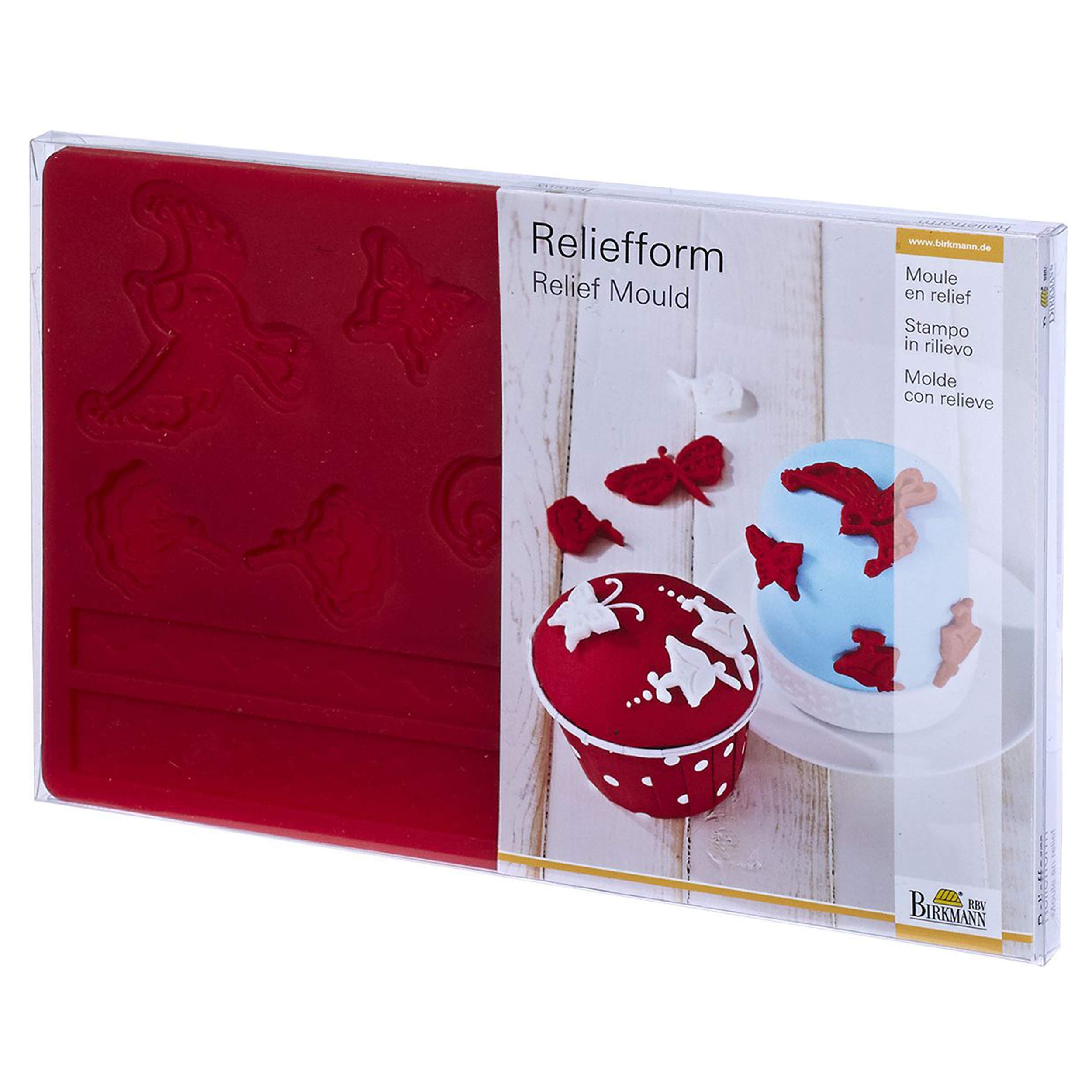 RBV Birkmann Relief Mould Flowers 20 x 13 x 0.8 cm, Silicone, Red