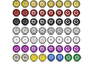 CCHEQVAN 28 Set 1/64 Wheels and Tires Kit, 1:64 Scale Model Hot Wheel Rims Rubber Tires Random Color Replacement Accessories for Model Cars Upgraded and Modified,Mixed Styles