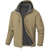 Zoofly Men's Waterproof Fleece Lined Softshell Jackets | Warm, Insulated, Winter, Removable Hood, 9 Pockets, Water Resistant, for Hiking, for Travel