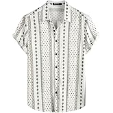 VATPAVE Mens Casual Short Sleeve Button Down Shirts Regular Fit Hawaiian Summer Shirt