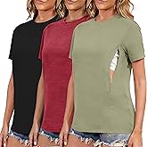 Ecavus Women's 3-Pack Nursing Shirts for Breastfeeding with Hidden Zippers Loose Fit Maternity Tops