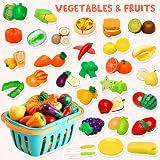 JOYIN 71 Pcs Cutting Play Food Set with Storage Basket Kids Kitchen Toy view 2