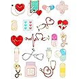 20 Pcs Nurse Enamel Pins for Badge Nursing Pins Bulk Cute Cartoon Doctor Stethoscope Pill Syringe Lapel Pins Backpack Pin for Nurse Day Gifts Hat Jacket Bag Decor(Nurse Style)
