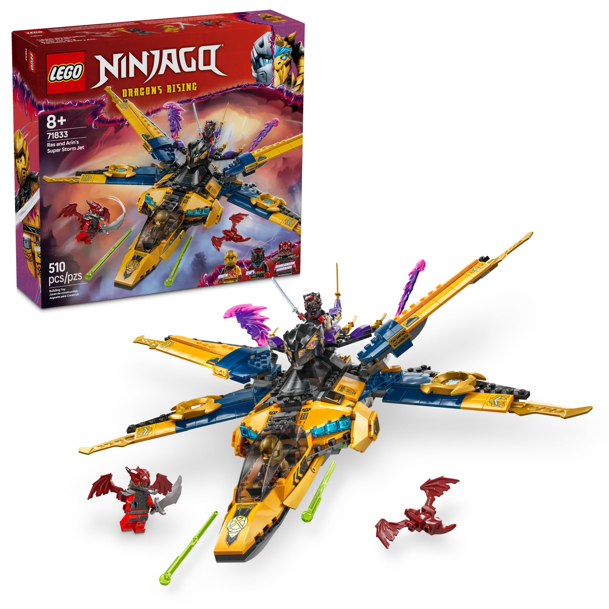 Photo 1 of LEGO NINJAGO Ras and Arin's Super Storm Jet Toy - Building Toy for Kids, Boys and Girls, Ages 8+ - Airplane Toy with Detachable Drone and 3 Minifigures - Gift Idea for Birthdays - 71833
