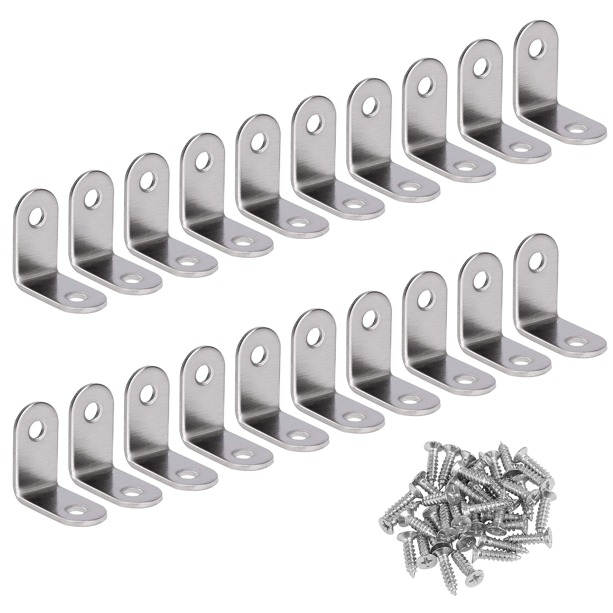 Corner Bracket 90 Degree Right Angle Brackets Stainless Steel Angle Support Corner Braces with Screws for Desk Table Shelf 20 Pack Silver 30*30mm