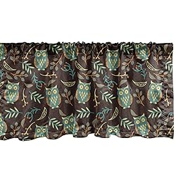 Ambesonne Owl Print Window Valance, Night Birds
