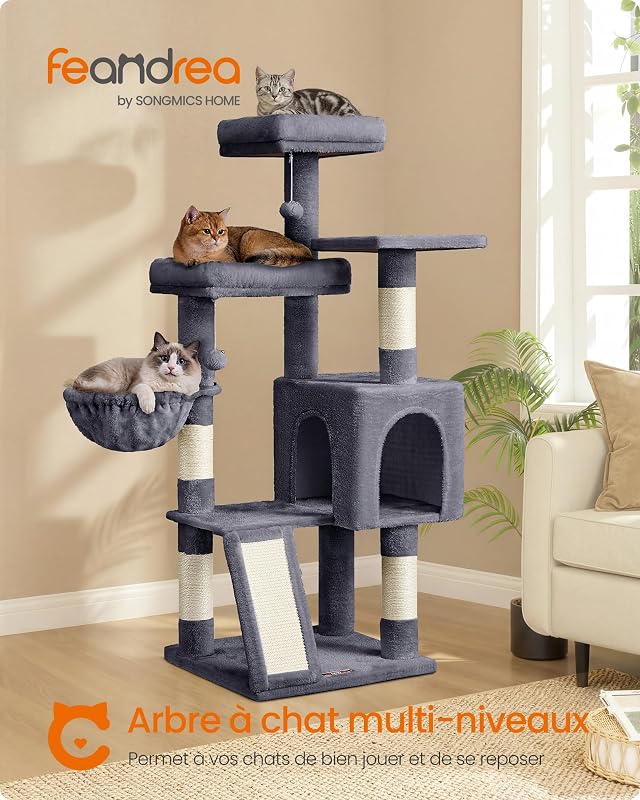 Arbre à Chat, Tour pour Chat, 3 Plateformes, 136 cm de Haut