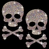 OIIKI 2PCS Skull and Bone Bling Car Decals, Skull Decal Rhinestone Stickers | Crystal Car Decor, Diamond Car Stickers and Decals, for Motorcycle Helmet Laptop Tumbler Luggage Guitar