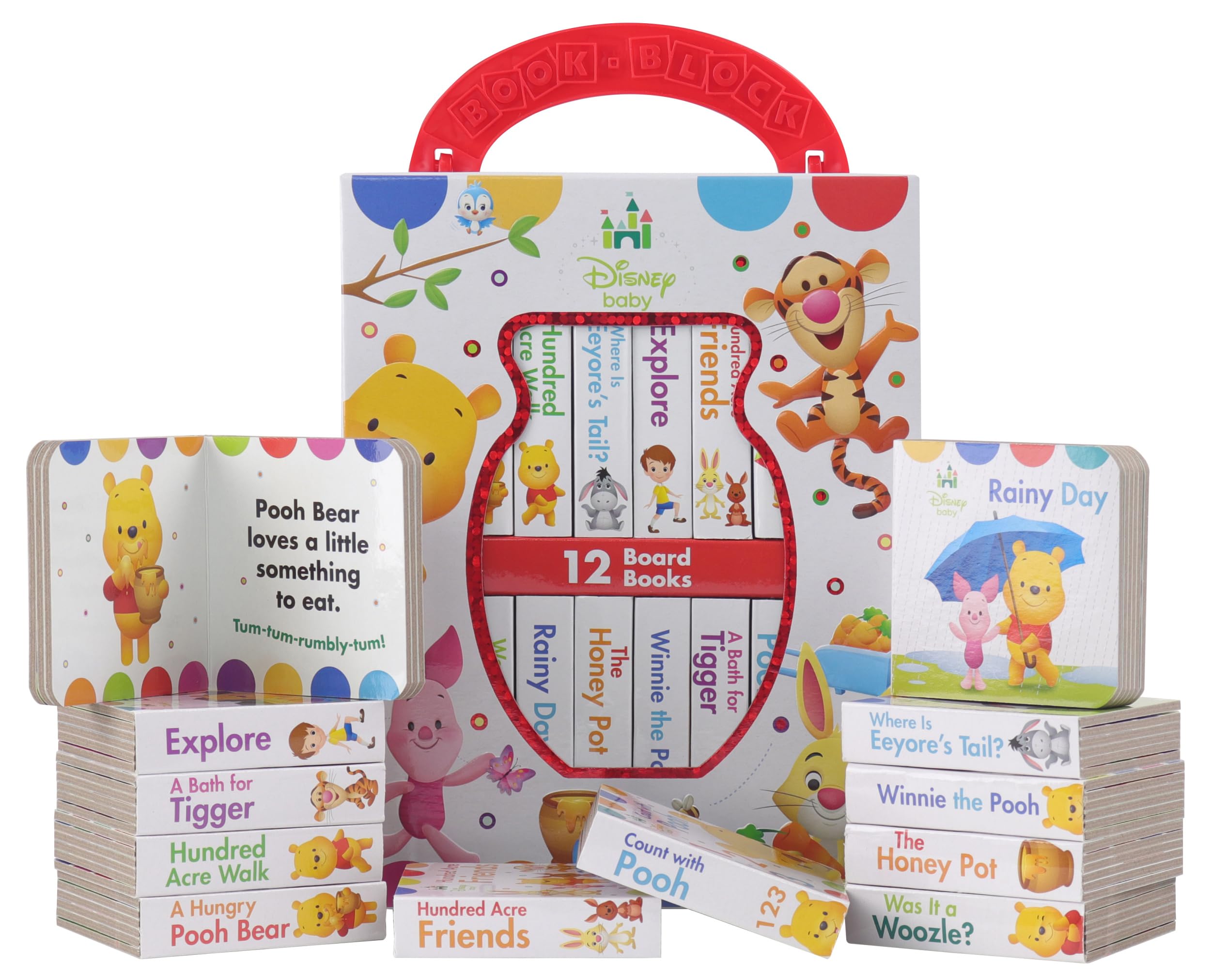 Disney Baby: Winnie the Pooh - My First Library - 12 Board Book Set - First Words, Counting, and More! - PI Kids