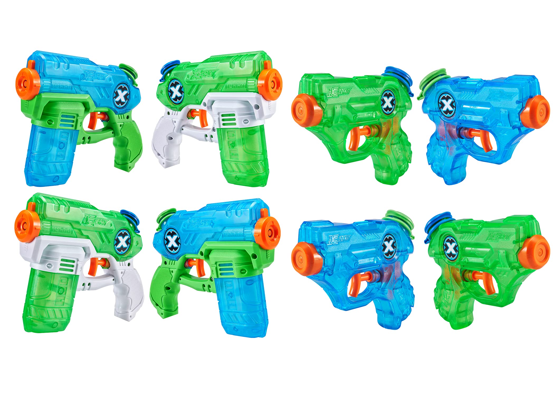 XSHOT Water Warfare Fast Fill Value Pack (4 Pack Stealth Soaker) + (4 Pack Nano Blaster) Watergun, X Shot Water Toys, 8 Total, (Fills with Water in just 1 Second!)