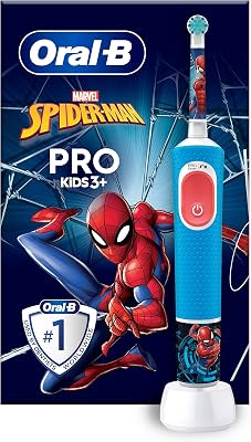 Spazzolino Elettrico Ricaricabile Pro Kids Marvel Spiderman, 1 Testina, per Bambini da 3 Anni in Su, 1 Spazzolino