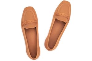 Frank Mully Women's Loafer Flats Square Toe Flat Shoes Comfortable Office Work Shoes, Cute Penny Loafer Slip On Walking Driving Shoes