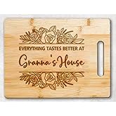 Granna'shouse Bamboo Cutting Board - Everything Tastes Better At Granna's - Mother's Day Gift - Birthday Gifts From Grandchildren - Son Daughter - Best Granna Cutting Board, 11.4”x8.6”