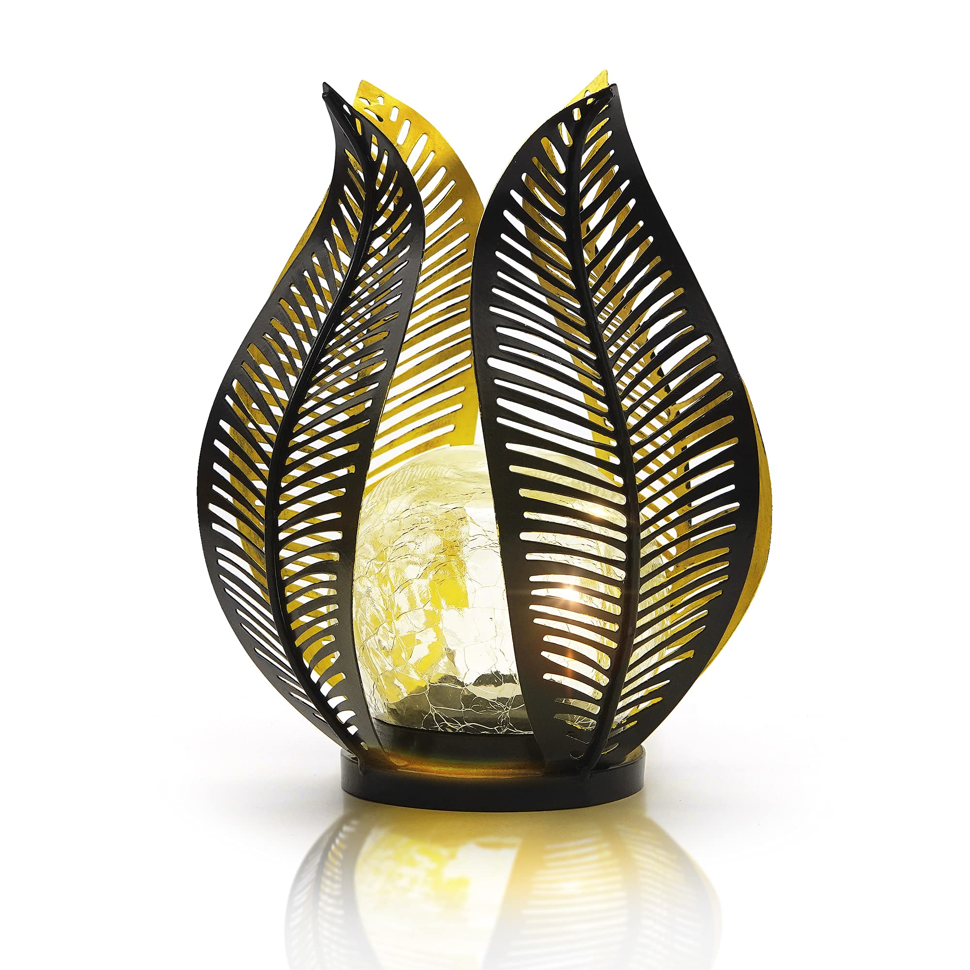 Photo 1 of QZGE Solar Garden Lights Waterproof Decorations,Crackle Globe Glass,Metal Palm Leaf Solar Lights for Outdoor Decor On Garden,Patio,Yard,Front Porch,Tabletop Lamp-Perfect Gifts