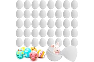Watayo 40 Pcs DIY Blank Paper Mache Easter Eggs, 3 Inch Blank Paper DIY Craft Eggs, White Easter Fillable Paper Eggs for East