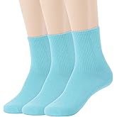 Remorty Womens Colorful Basic Sock -Unique Knit Cotton Crew Socks 3 Pack