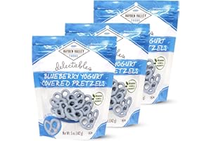 Hayden Valley Foods Blueberry Yogurt Covered Pretzels - 5 oz Bags (Pack of 3) - No Artificial Flavors, Preservatives or Colors - Blue Bulk Sweet Snacks