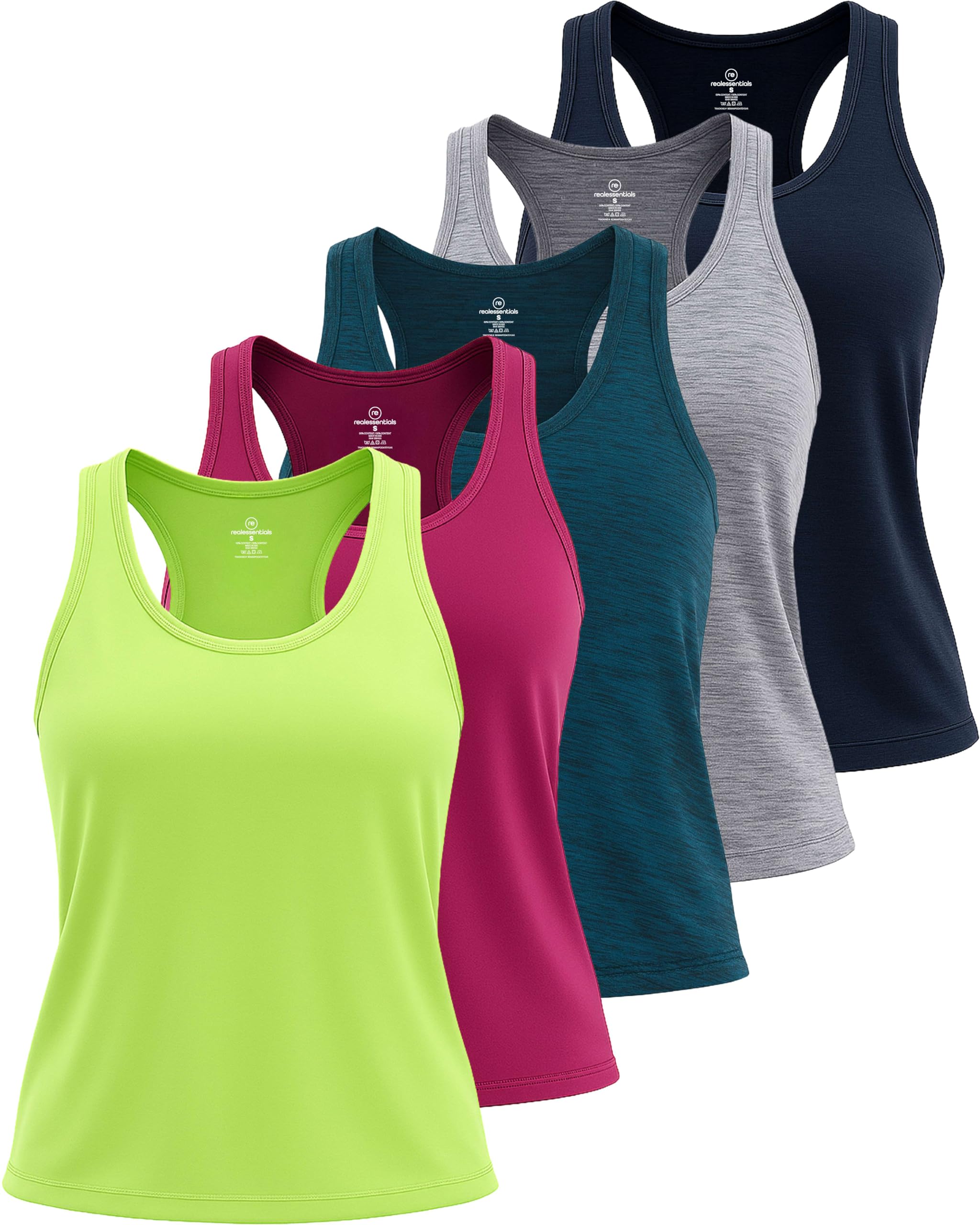 Photo 1 of 5 Pack: Womens Plus Size Quick Dry Fit Ladies Tops Blouse Tee Athletic Yoga Workout Running Gym Active Tees Exercise Women Racerback Sleeveless Flowy Fitness Loose Fit Tank Top Just My- Set 12, 1X