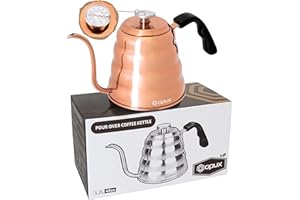 OPUX Pour Over Coffee Kettle with Gooseneck | Stainless Steel Coffee Tea Kettle with Thermometer 40 oz, Stovetop Induction Goose Necked Kettle Slow Pour Drip Spout (1.2 Liter, 40 fl oz) Copper