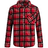 Bobcat Boys' Long Sleeve Button Down Shirt - Soft Micro Polar Woven Plaid Flannel Shirt for Boys (Sizes: 8-18)
