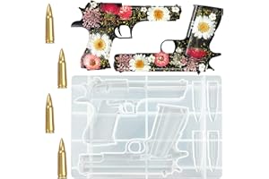 BICASUU Epoxy Resin Mould Gun Pistol Shell Bullet Silicone Casting Mold, 3D DIY Soft Clay Cake Decor Craft Candy Desserts Chocolate Tool, White