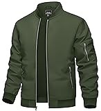TACVASEN Jackets for Men Green Bomber Coat Mens