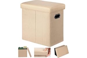 COSYLAND Tall Ottoman with Storage - 42x27x42 Centimeters Slim Ottoman Footrest Foot Stool, Folding Small Ottoman Bench Seat 